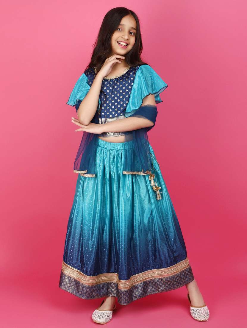 girls blur printed skirt top suit set