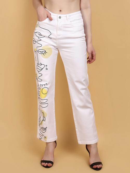 women mid rise printed straight jean - 20948384 - Standard Image - 0