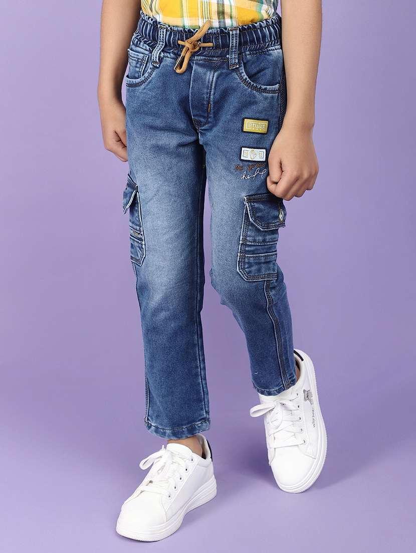 boys solid plain cargo jean