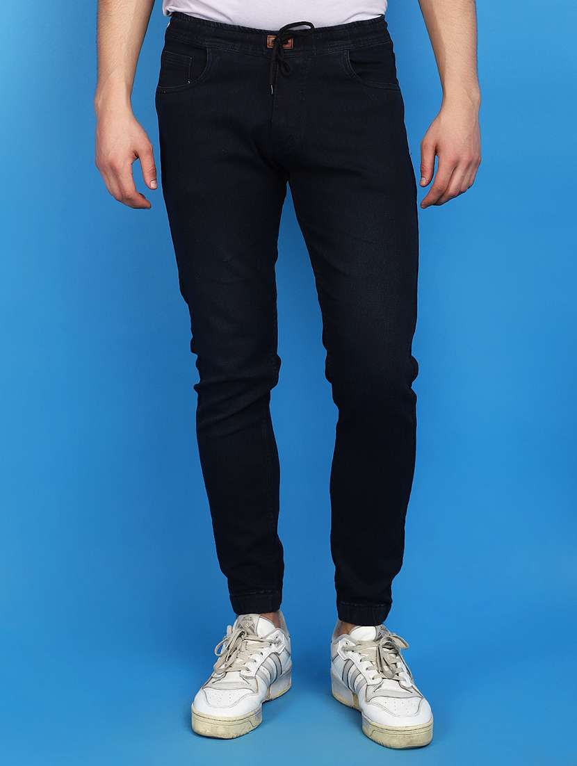 men solid mid rise jogger