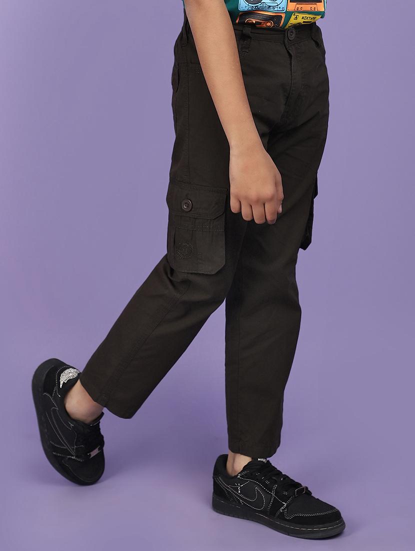 boys solid olive green cargo trouser - 20948400 - Standard Image - 2