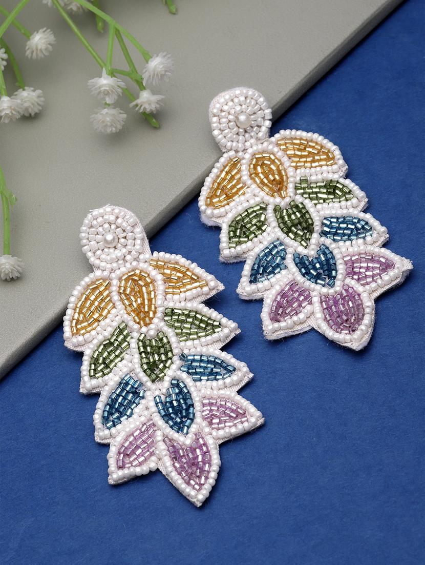 anekaant sylvan white & multi leaf shaped handcrafted drop earrings - 20948414 -  Zoom Image - 0