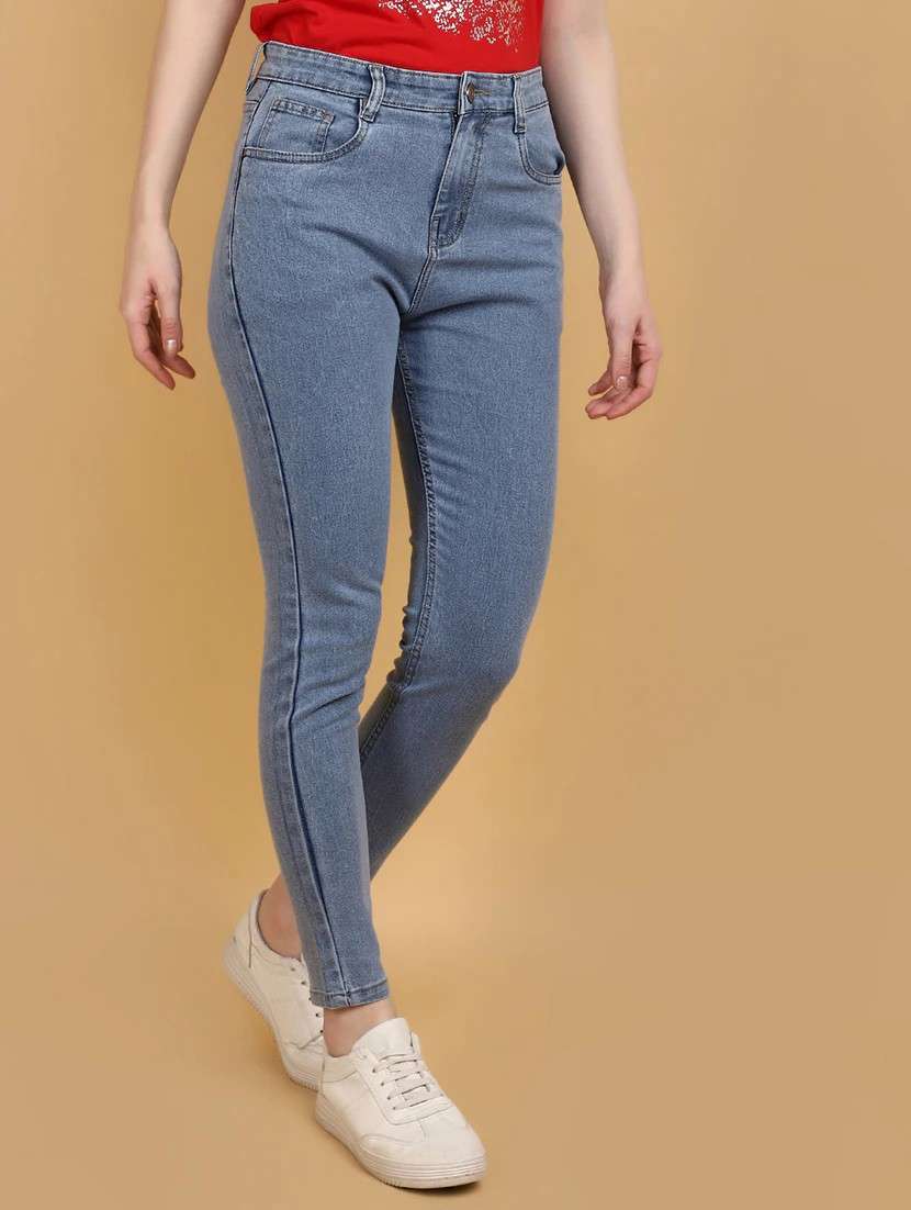 women solid light blue skinny fit jeans - 20948525 -  Standard Image - 2