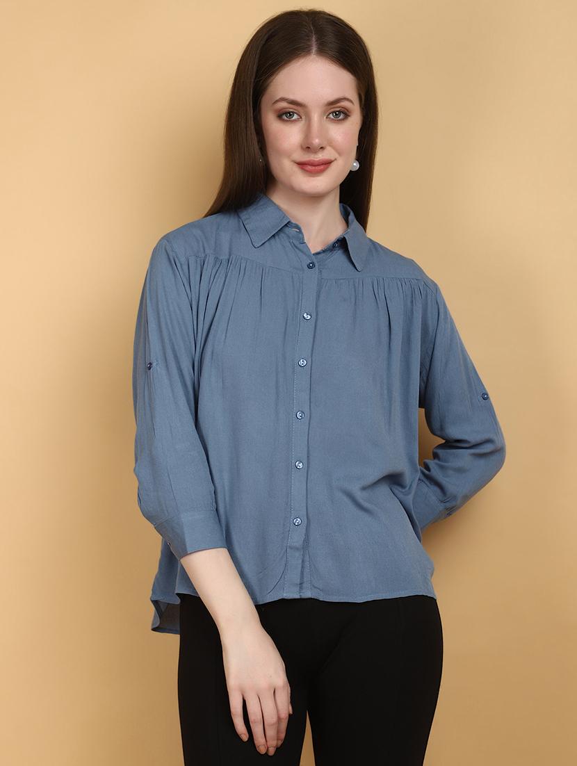 women blue solid regular top - 20948558 - Zoom Image - 0