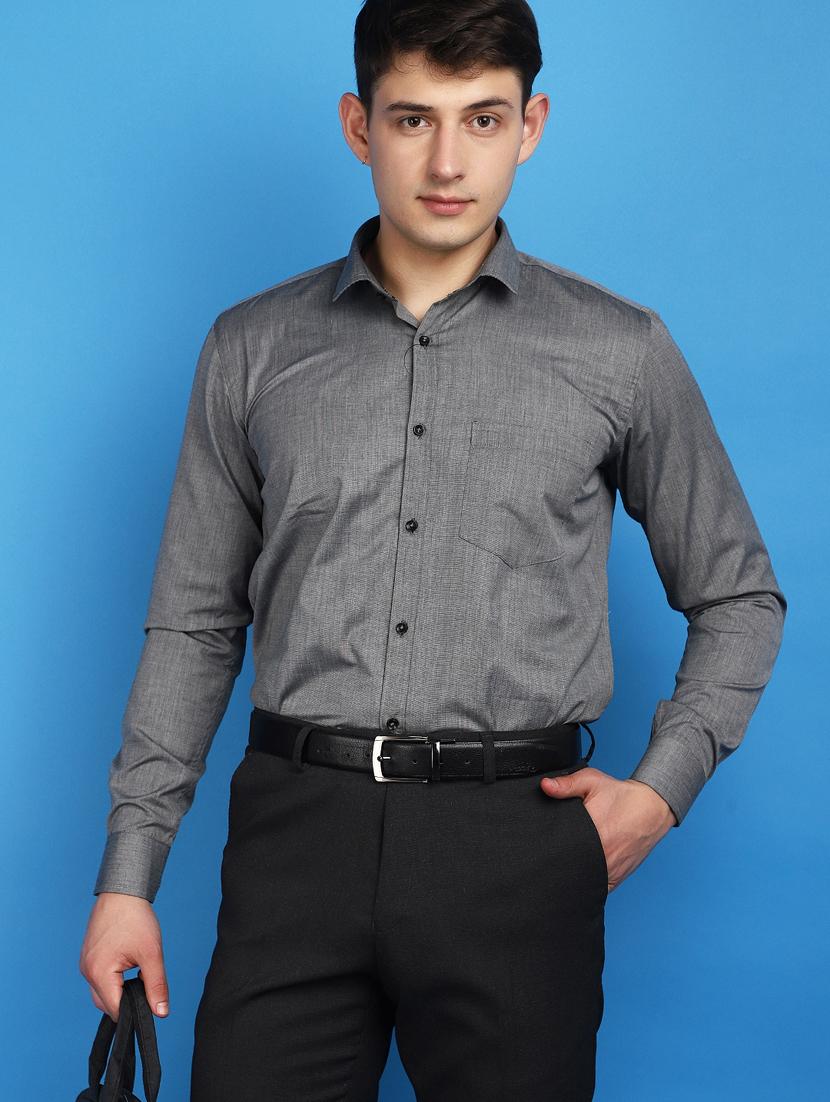 men grey regular fit collared formal shirt - 20948606 - Standard Image - 2
