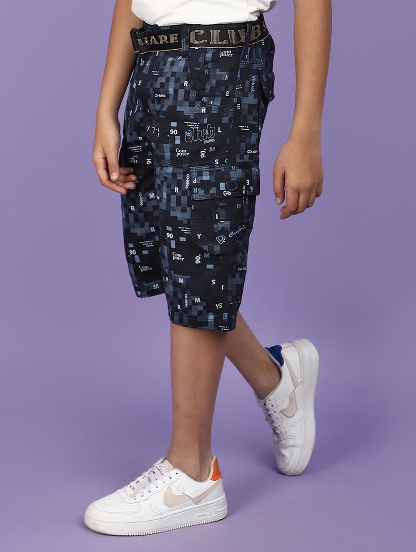 boys navy blue printed three fourth shorts - 20948639 - Standard Image - 2