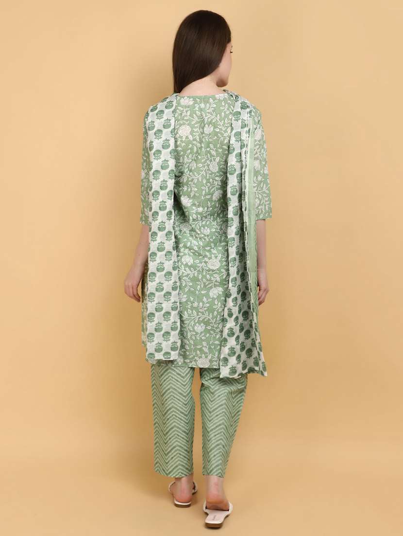 women three quarter sleeve kurta pant with dupatta set - 20948679 -  Standard Image - 2