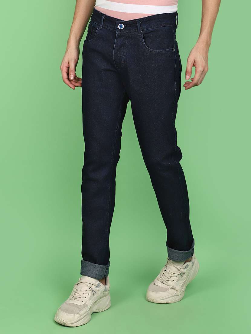 men solid navy blue slim fit jeans - 20948727 -  Standard Image - 2