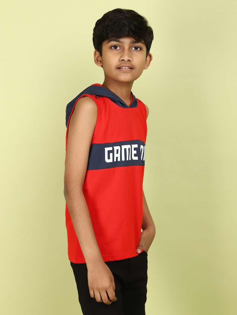 boys red typographic vest - 20948766 -  Standard Image - 2