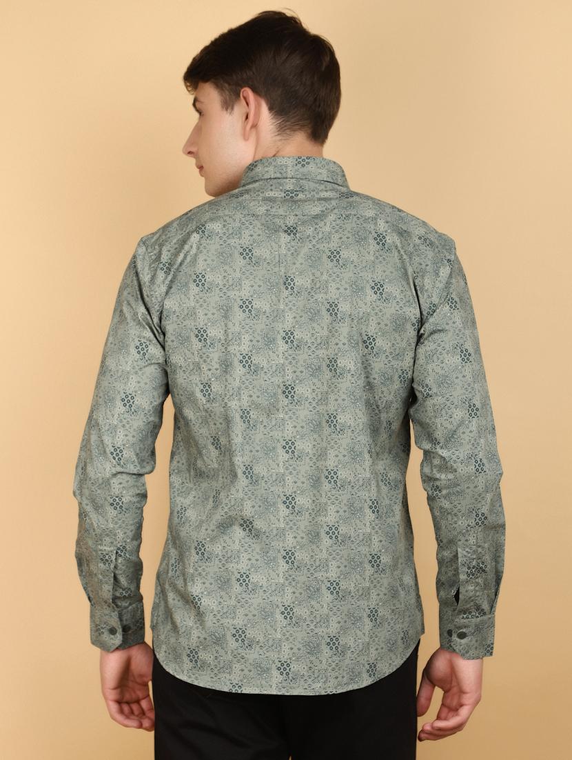 green printed cotton casual shirt - 20948797 - Standard Image - 2