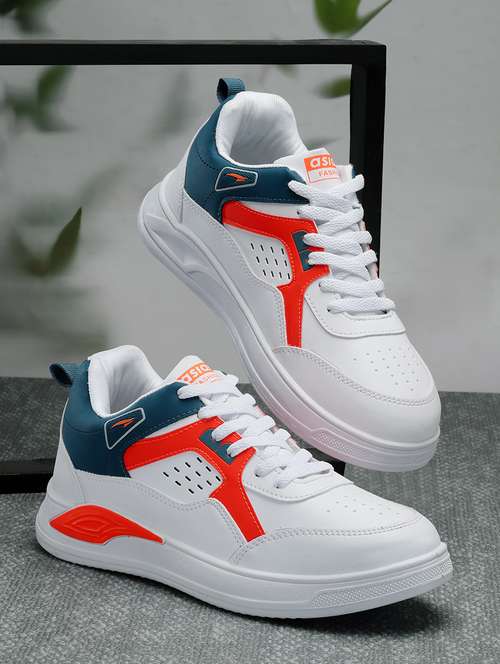 white colourblock detailed lace up sneakers - 20948845 -  Standard Image - 0