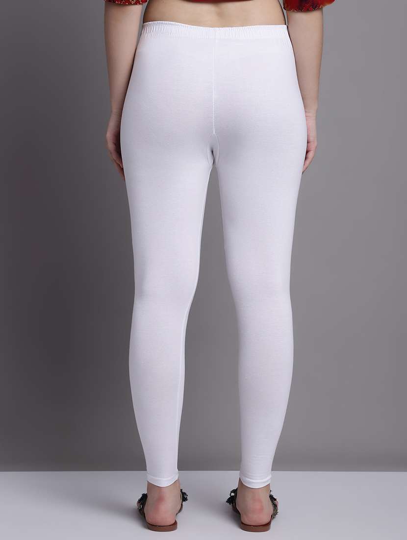 white cotton lycra leggings - 20948849 -  Standard Image - 2