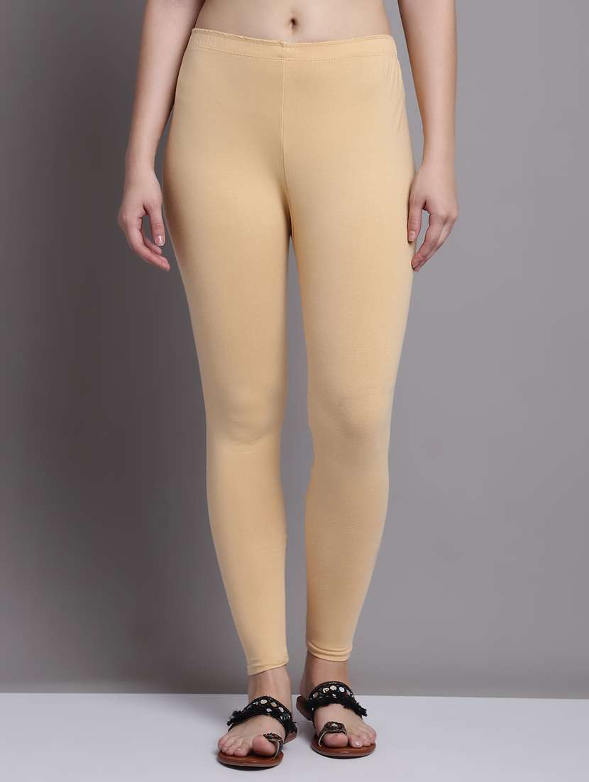 beige cotton lycra leggings - 20948854 -  Zoom Image - 0