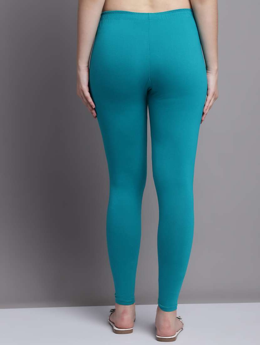 turquoise cotton lycra leggings - 20948863 -  Standard Image - 2
