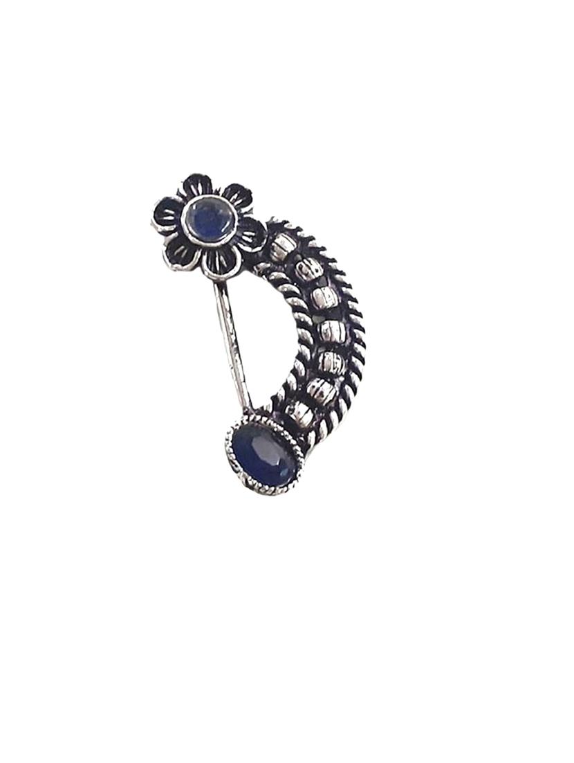 blue silver plated nose pin - 20948865 - Standard Image - 2