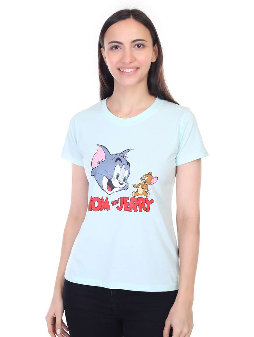 women round neck front printed t-shirt