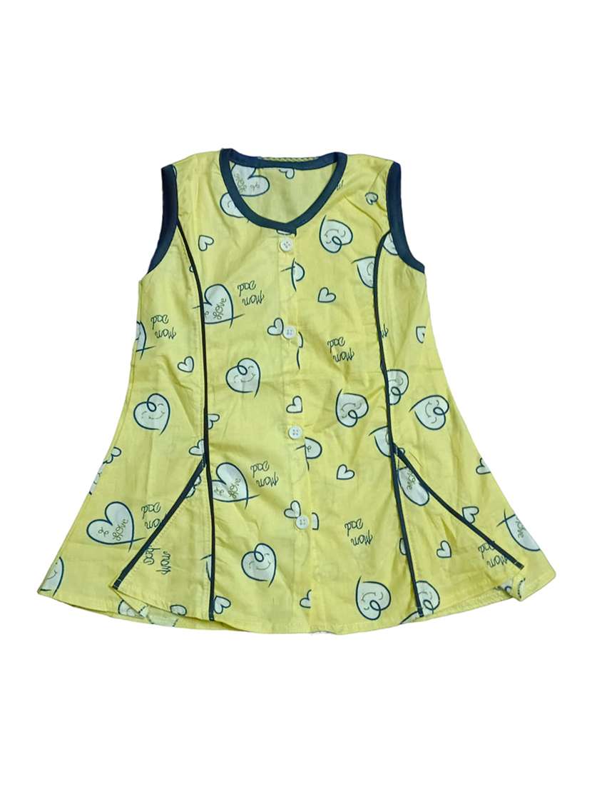 yellow printed cotton blend frock