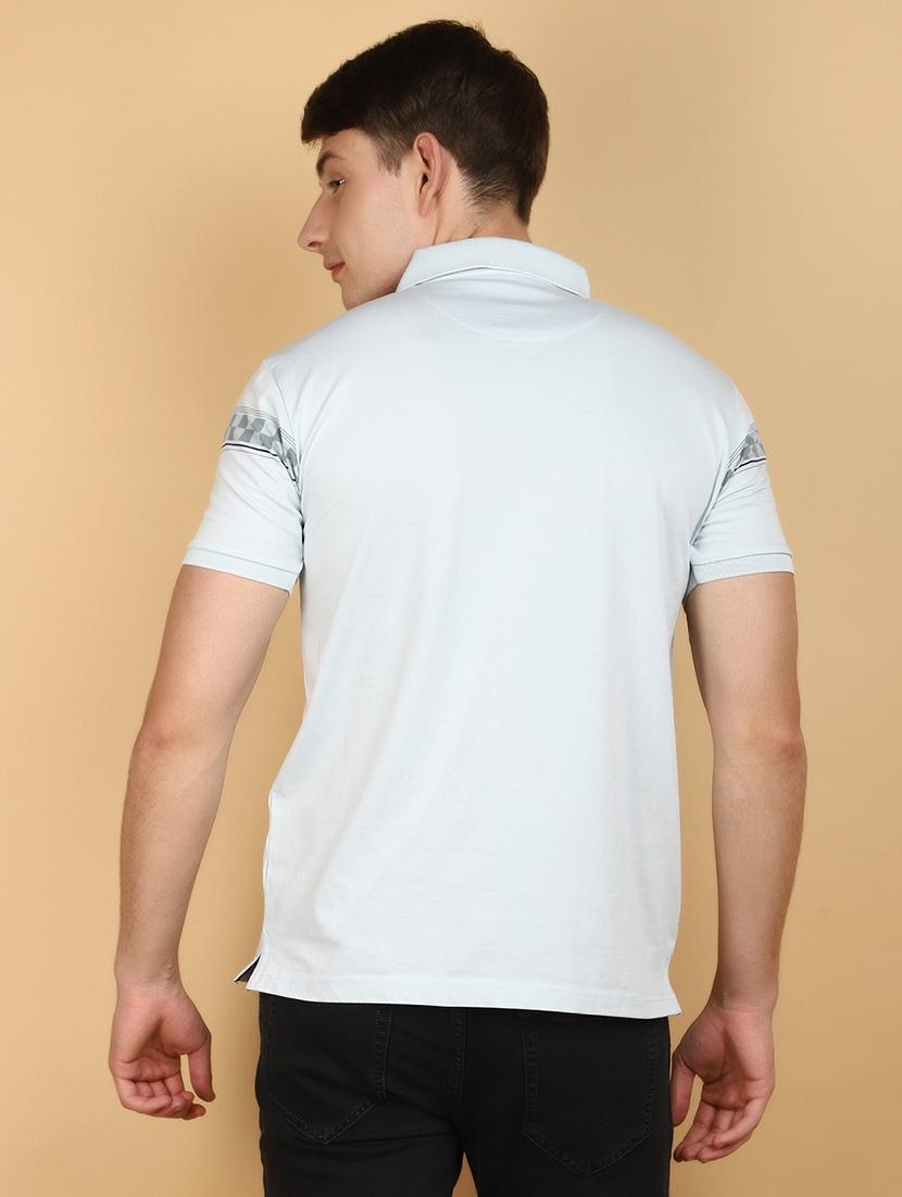 men light blue regular fit printed polo t-shirt - 20951130 - Standard Image - 2