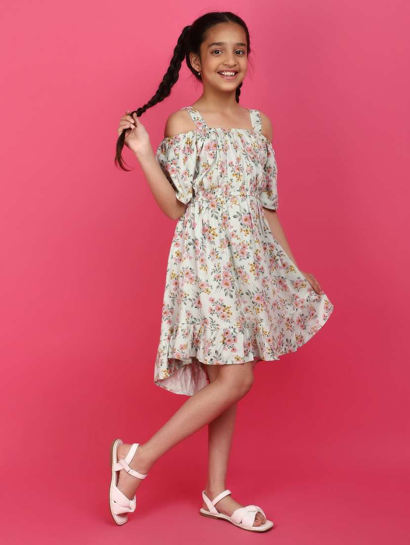 girls green printed frock - 20951171 -  Standard Image - 2