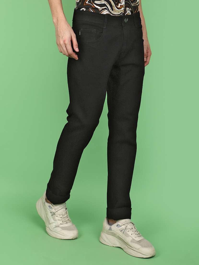 men solid black slim fit jeans - 20951267 -  Standard Image - 2