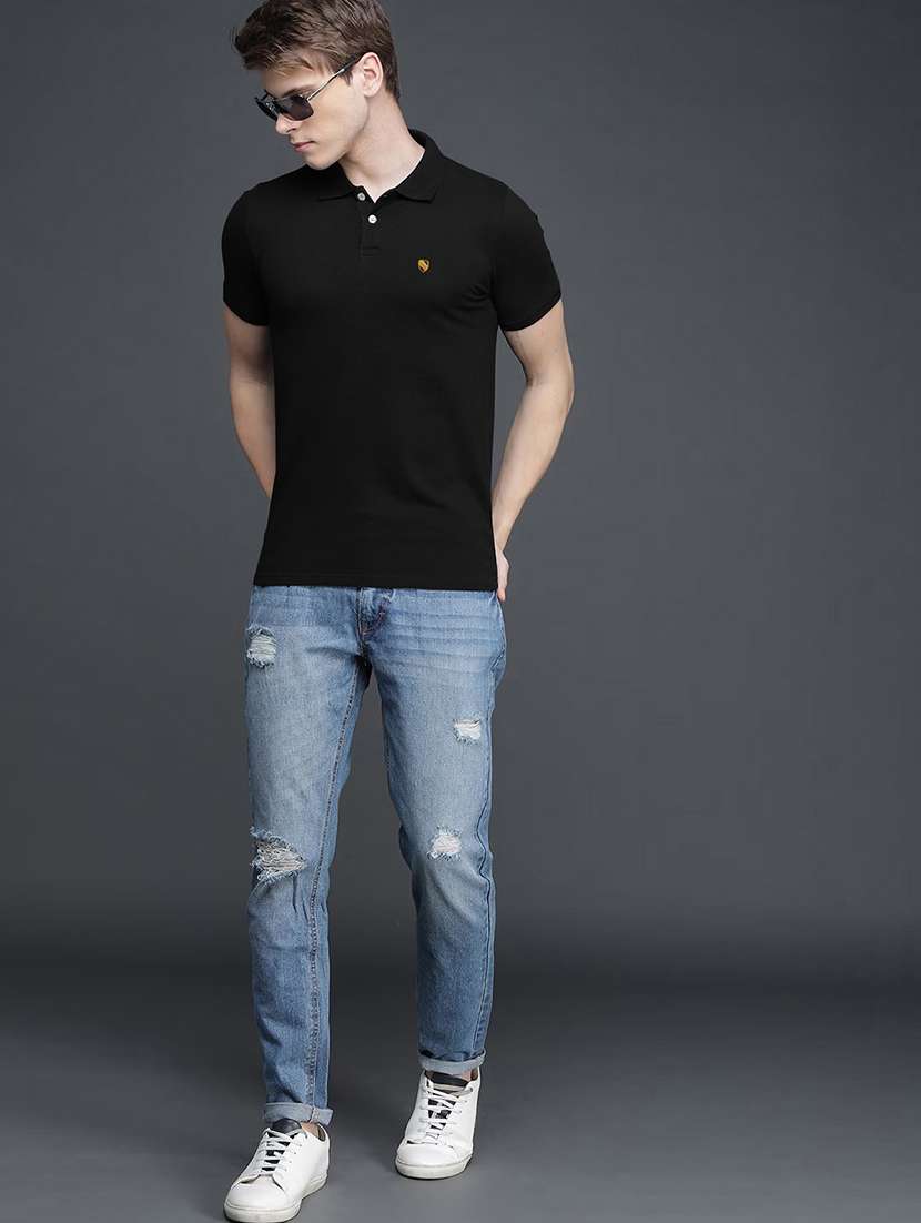 black cotton blend plain tshirt - 20952040 -  Standard Image - 2