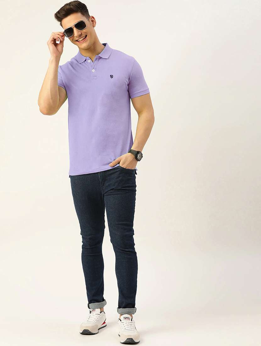 lavender cotton blend plain tshirt - 20952042 -  Standard Image - 2