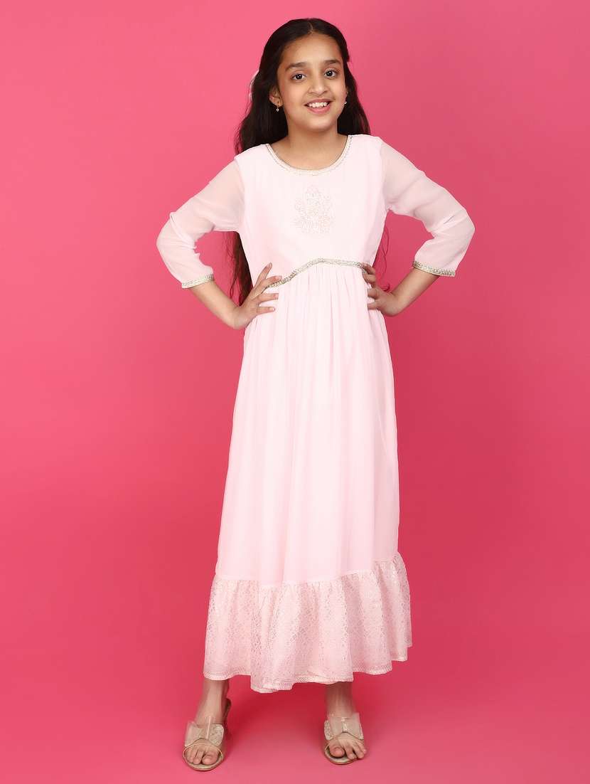 girls embroidered pink frock