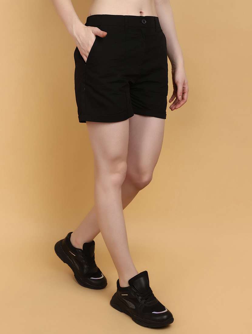 black solid cotton short - 20957413 -  Standard Image - 2