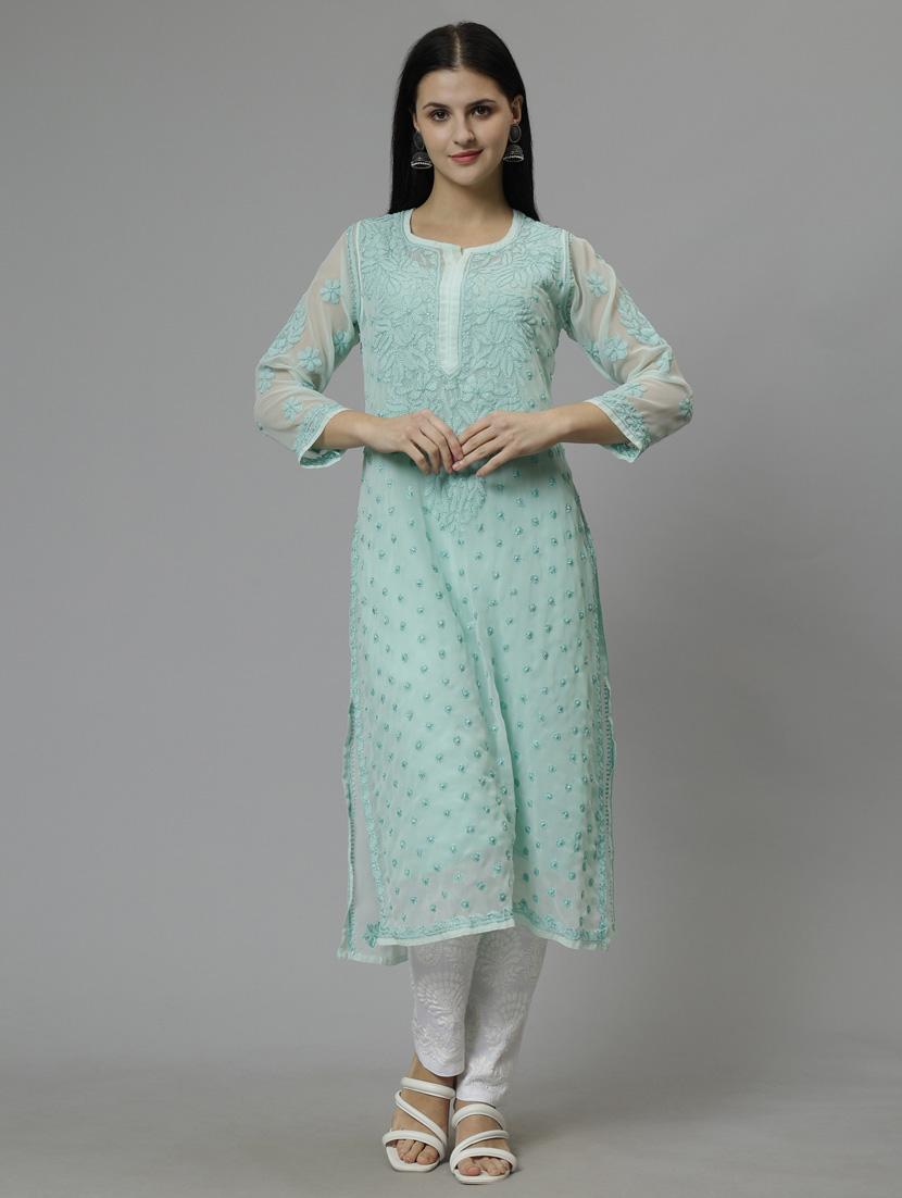 women three quarter sleeve straight kurta - 20957563 - Zoom Image - 0