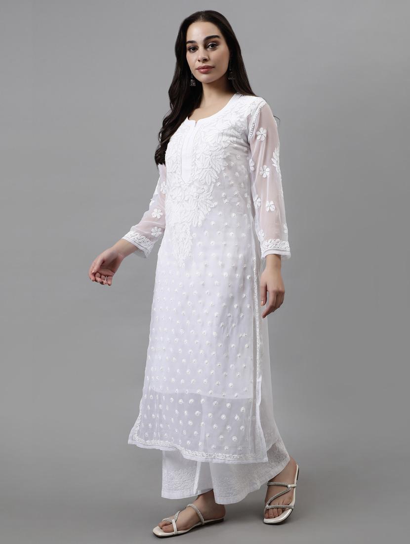 women three quarter sleeve straight kurta - 20957565 - Standard Image - 2