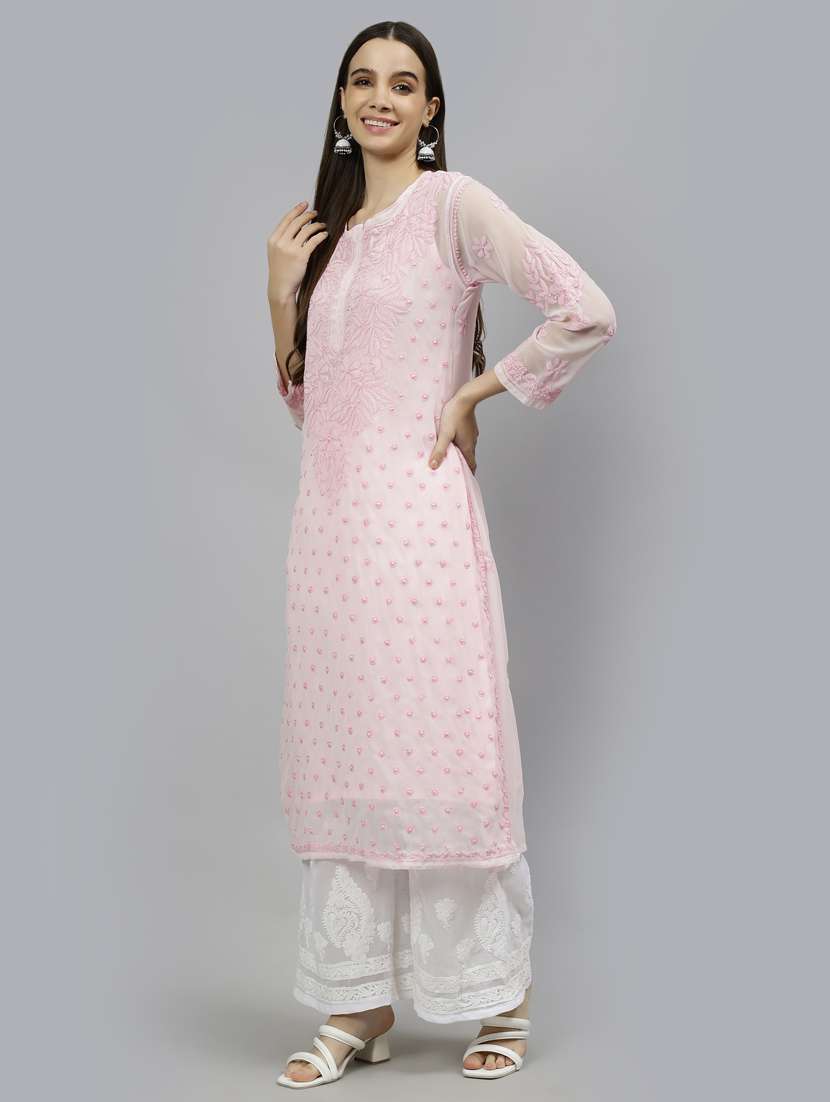 women three quarter sleeve straight kurta - 20957568 -  Standard Image - 2