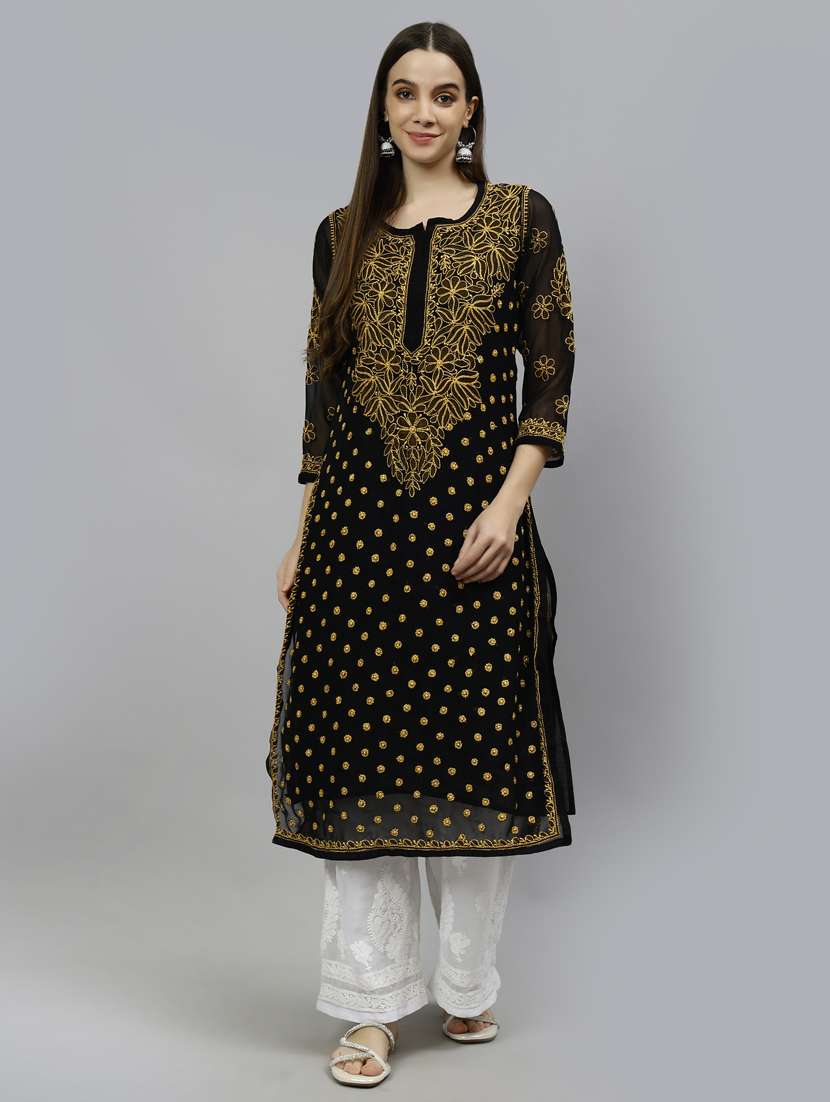 women three quarter sleeve straight kurta
