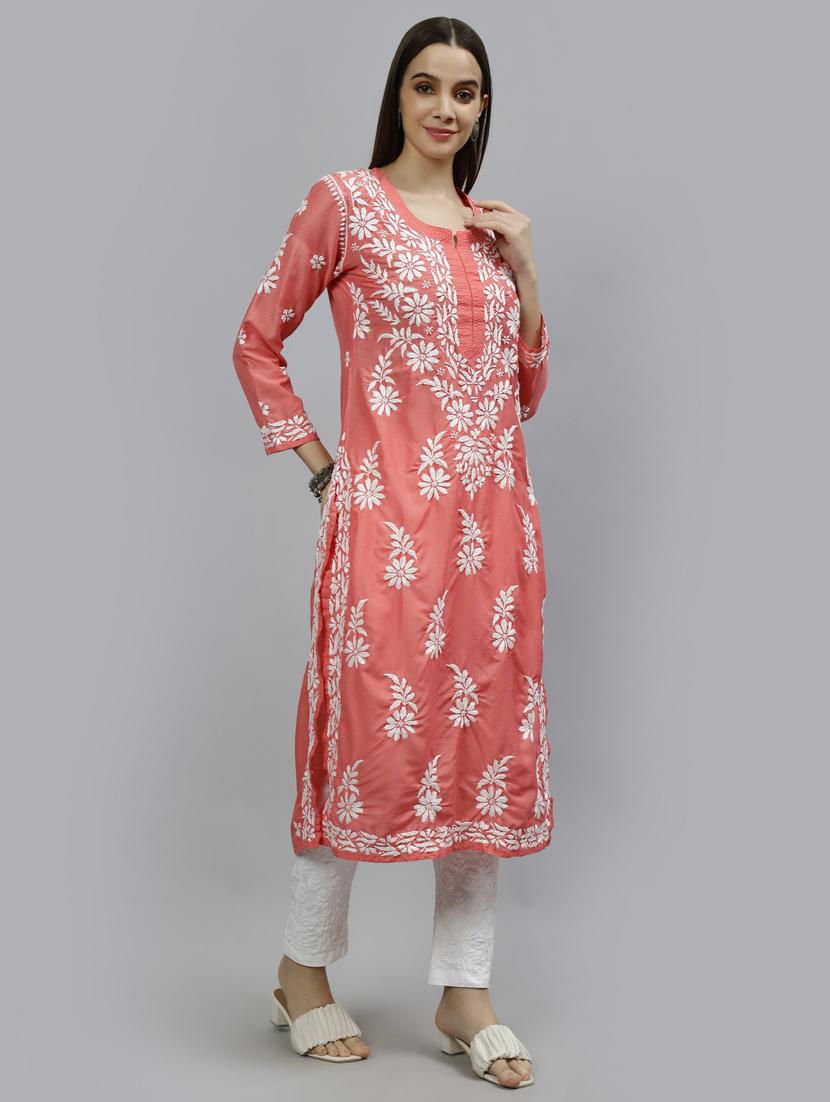 women three quarter sleeve straight kurta - 20957572 - Standard Image - 2