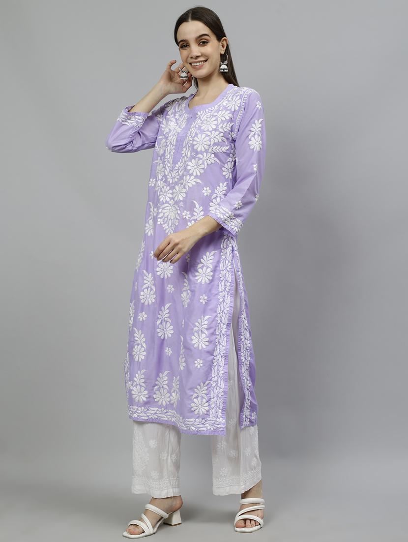 women three quarter sleeve straight kurta - 20957573 - Standard Image - 2