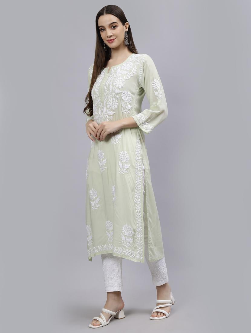 women three quarter sleeve straight kurta - 20957579 - Standard Image - 2
