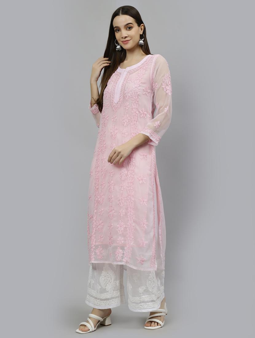 women three quarter sleeve straight kurta - 20957584 - Standard Image - 2