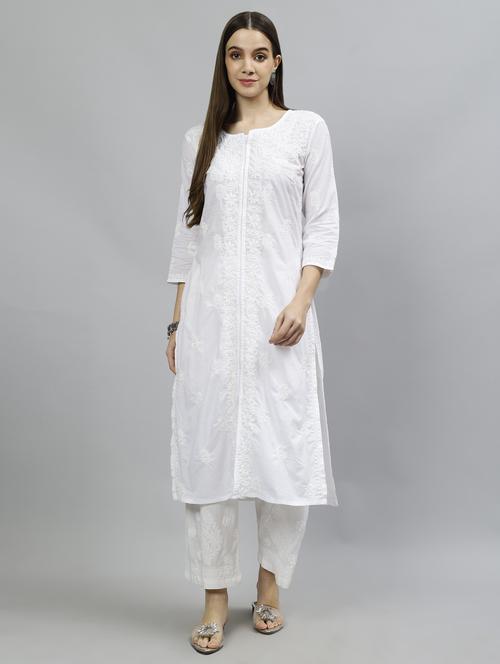women three quarter sleeve straight kurta - 20957587 -  Standard Image - 0