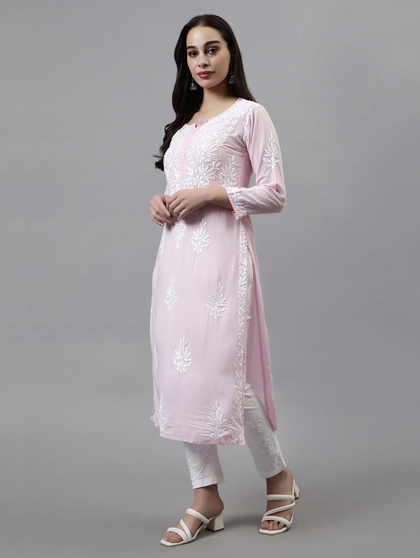 women three quarter sleeve straight kurta - 20957588 - Standard Image - 2