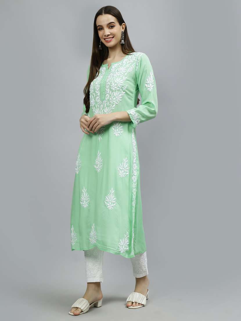 women three quarter sleeve straight kurta - 20957589 -  Standard Image - 2
