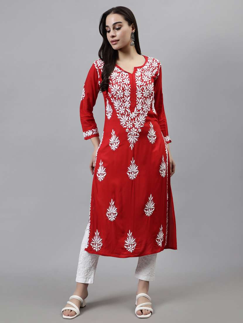 women three quarter sleeve straight kurta