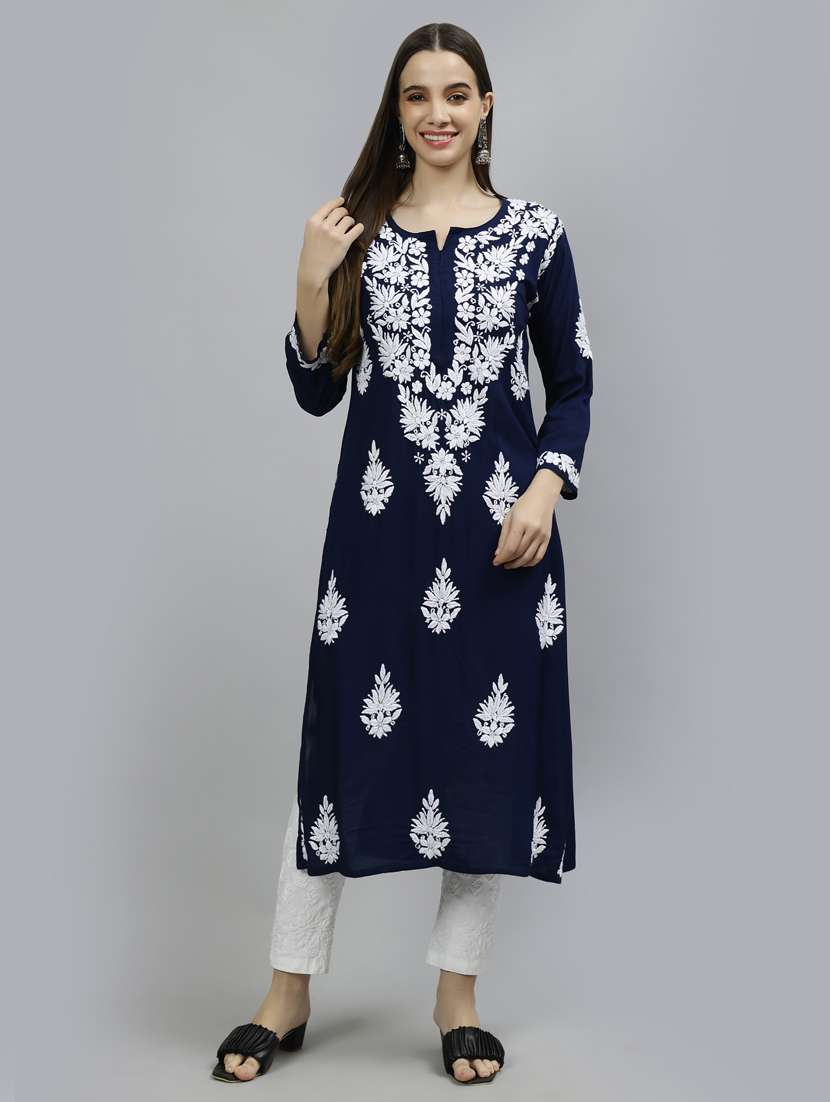 women three quarter sleeve straight kurta