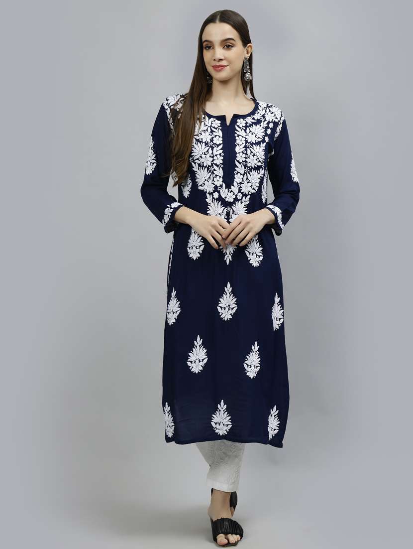 women three quarter sleeve straight kurta - 20957592 -  Standard Image - 2