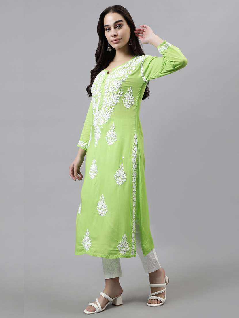 women three quarter sleeve straight kurta - 20957593 -  Standard Image - 2