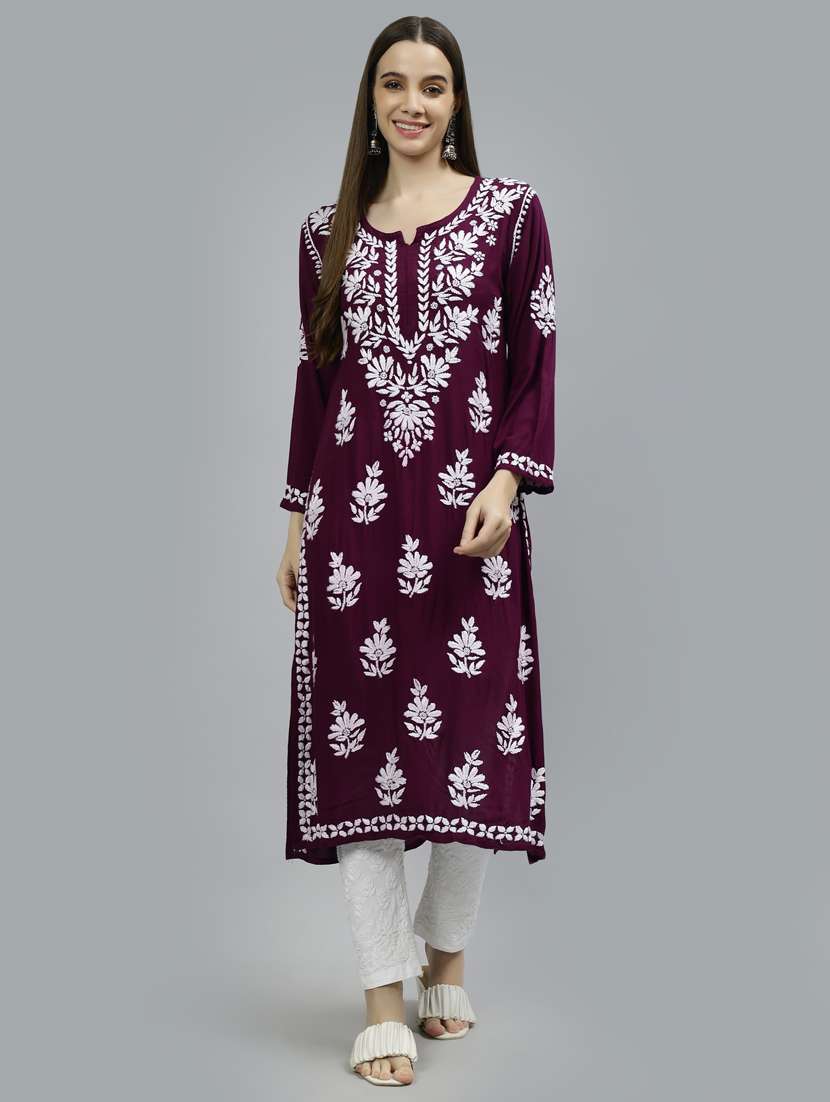 women three quarter sleeve straight kurta