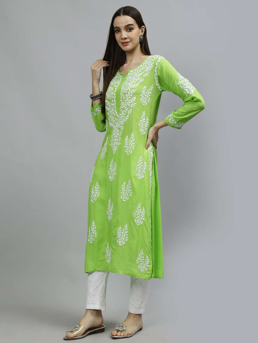 women three quarter sleeve straight kurta - 20957602 -  Standard Image - 2