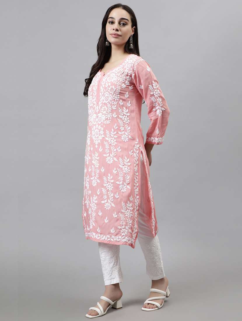 women three quarter sleeve straight kurta - 20957609 -  Standard Image - 2