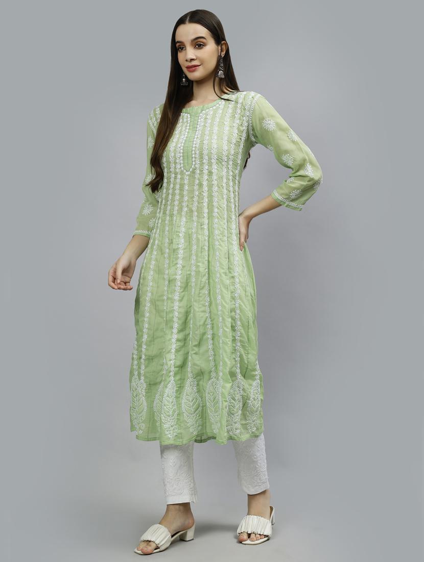 women three quarter sleeve anarkali kurta - 20957612 - Standard Image - 2