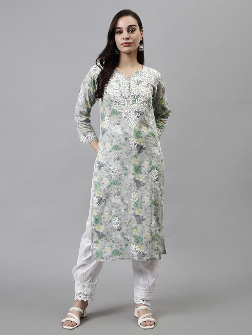 women three quarter sleeve straight kurta - 20957618 - Standard Image - 0