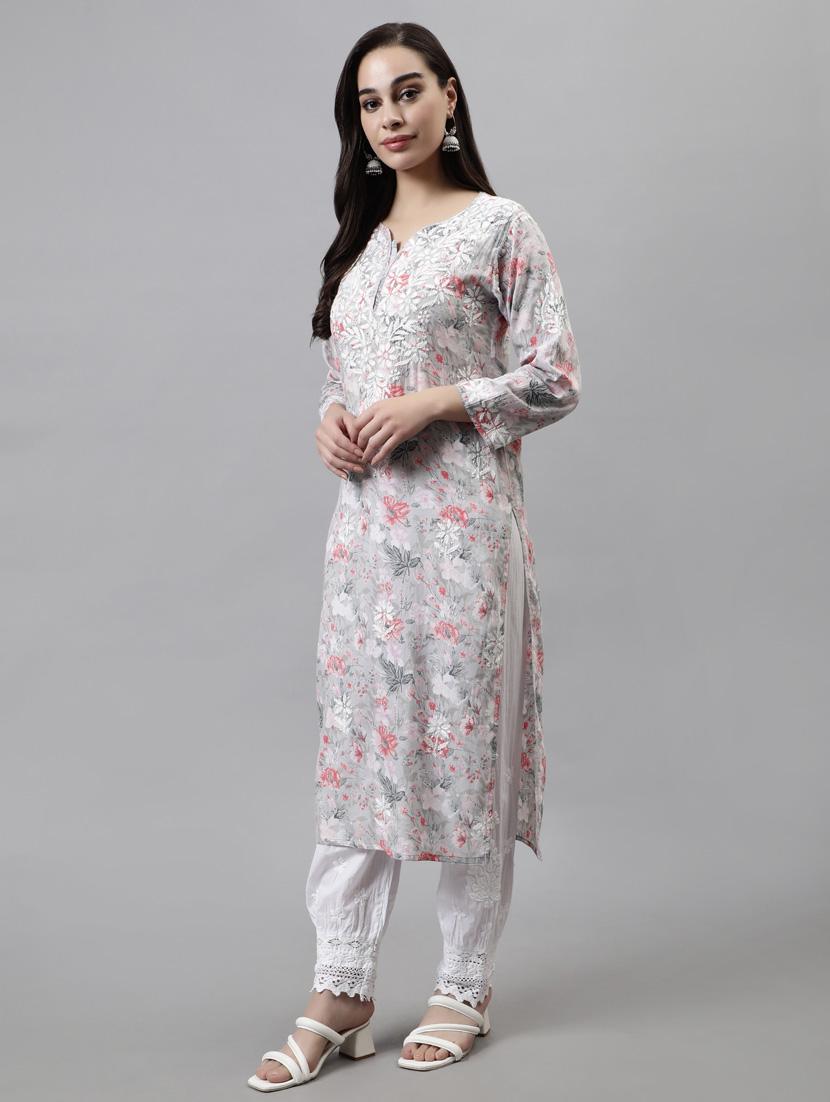 women three quarter sleeve straight kurta - 20957621 - Standard Image - 2