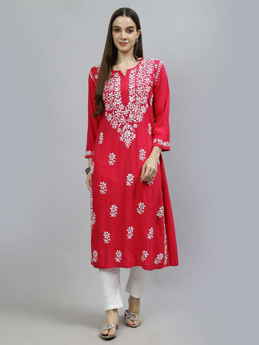 women three quarter sleeve straight kurta